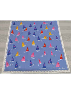 Vintage KEN DONE Scarf Sailboats Australian Artist Designer MADE IN JAPAN 1980s